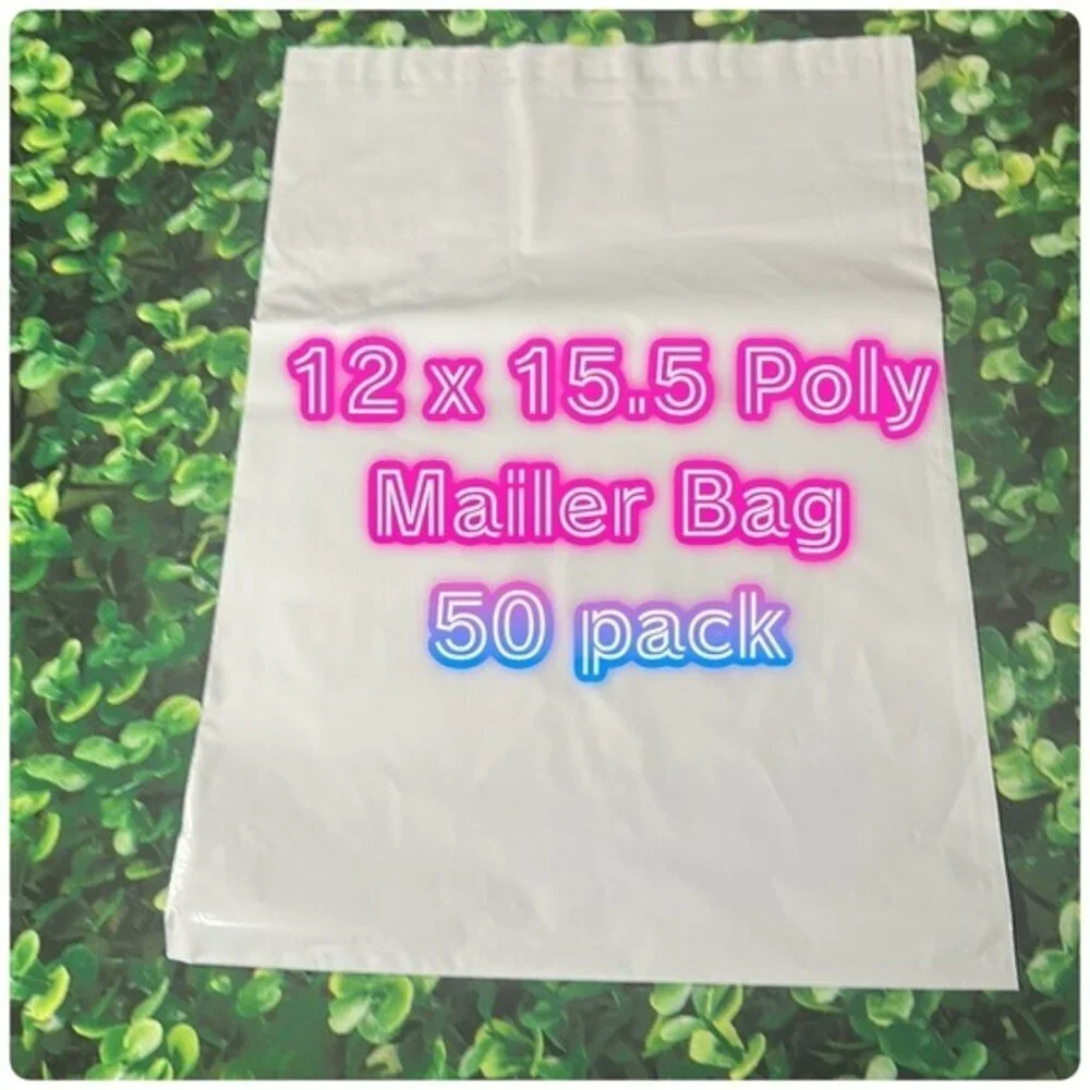 50 -12 x 15.5 Poly Mailers Envelopes Shipping Bags White 2.5 mil  50 pack bulk